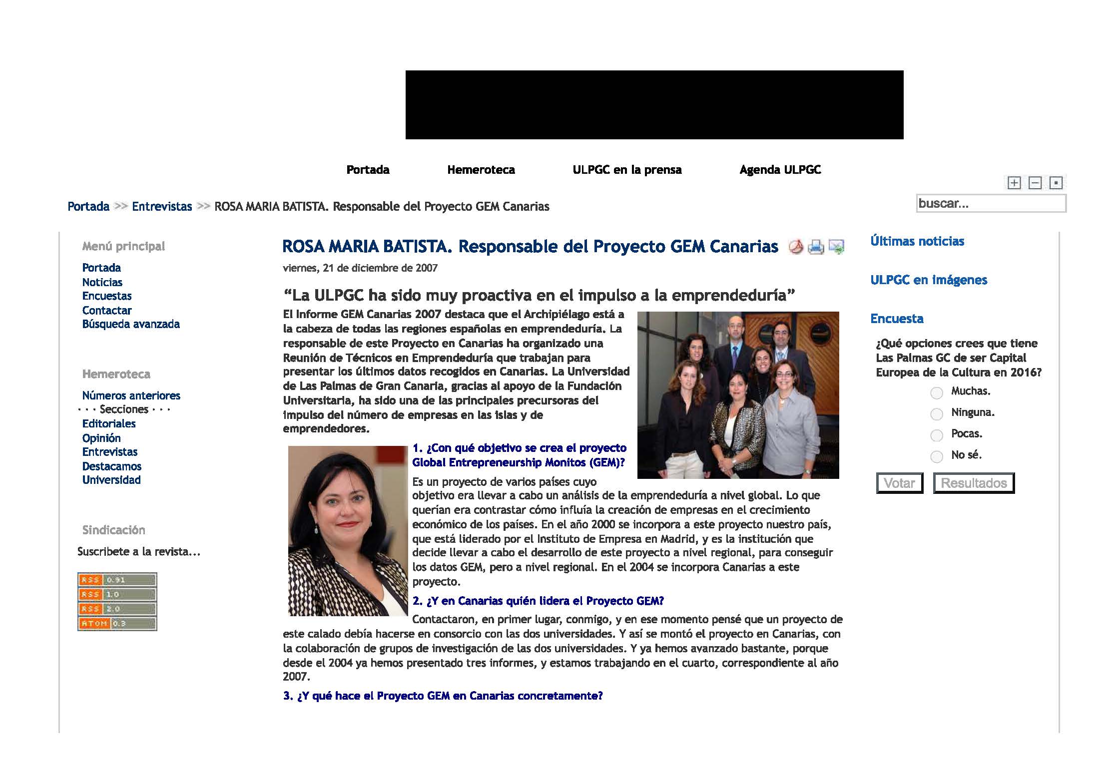 Rosa María Batista – Proyecto GEM Canarias