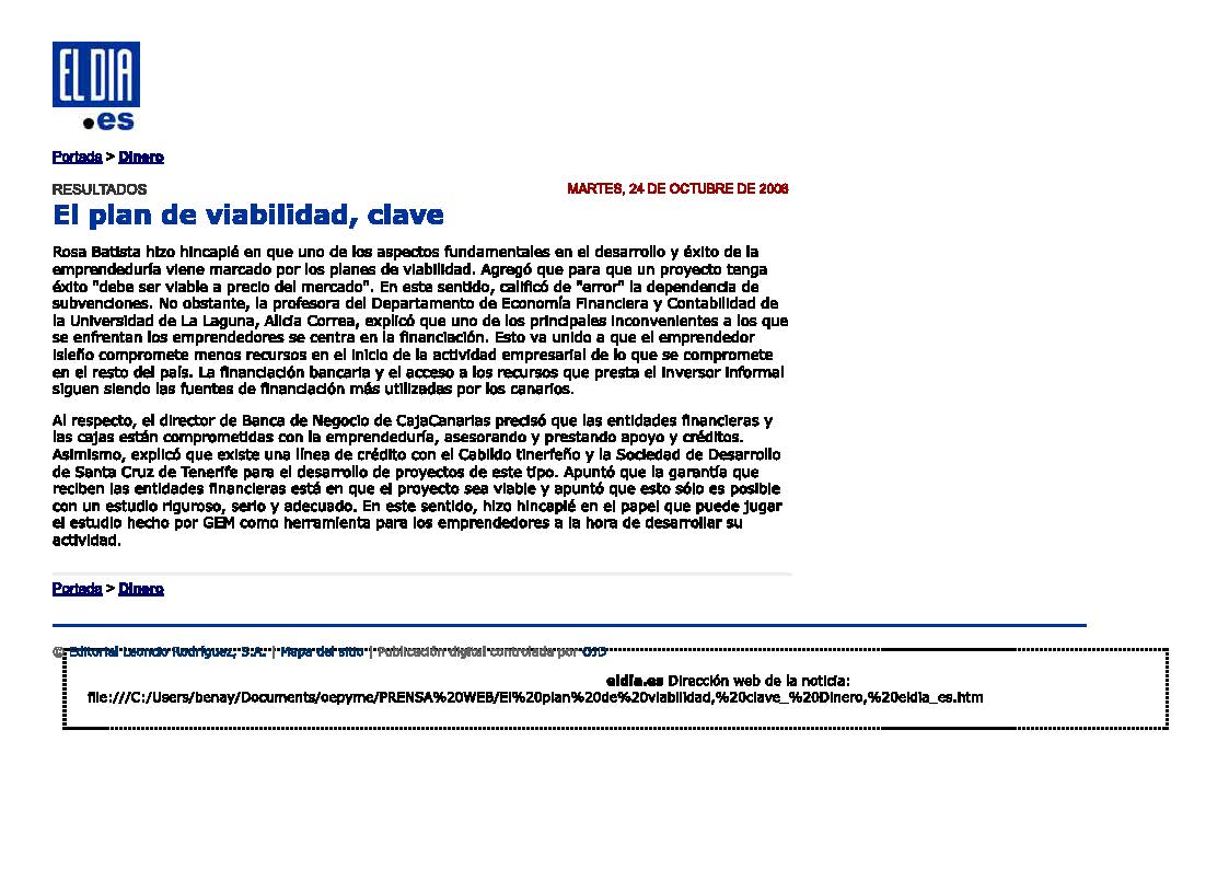 El plan de viabilidad – El Día